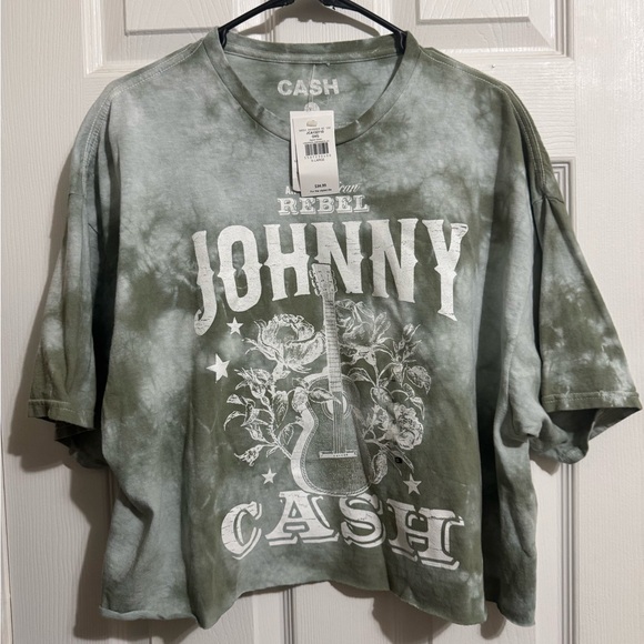 Buckle Tops - Buckle Green Tie-Dye Johnny Cash Crop Top